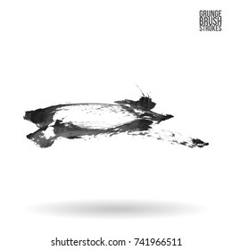 Grey brush stroke and texture. Grunge vector abstract hand - painted element. Underline and border design.