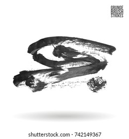 Grey brush stroke and texture. Grunge vector abstract hand - painted element. Underline and border design.