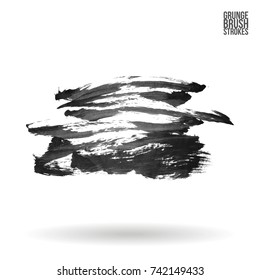 Grey brush stroke and texture. Grunge vector abstract hand - painted element. Underline and border design.