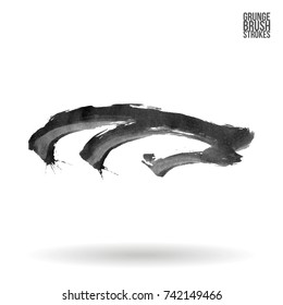 Grey brush stroke and texture. Grunge vector abstract hand - painted element. Underline and border design.