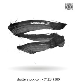 Grey brush stroke and texture. Grunge vector abstract hand - painted element. Underline and border design.