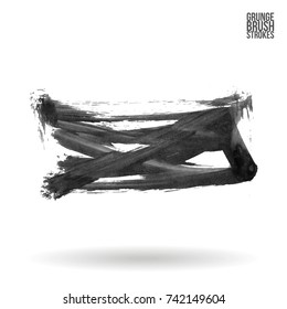 Grey brush stroke and texture. Grunge vector abstract hand - painted element. Underline and border design.
