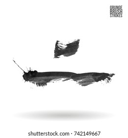 Grey brush stroke and texture. Grunge vector abstract hand - painted element. Underline and border design.