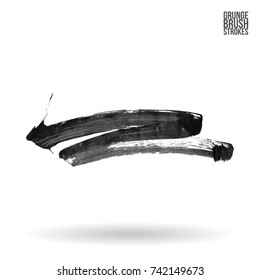 Grey brush stroke and texture. Grunge vector abstract hand - painted element. Underline and border design.