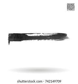Grey brush stroke and texture. Grunge vector abstract hand - painted element. Underline and border design.