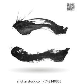 Grey brush stroke and texture. Grunge vector abstract hand - painted element. Underline and border design.
