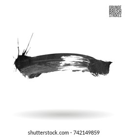 Grey brush stroke and texture. Grunge vector abstract hand - painted element. Underline and border design.