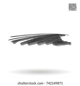 Grey brush stroke and texture. Grunge vector abstract hand - painted element. Underline and border design.