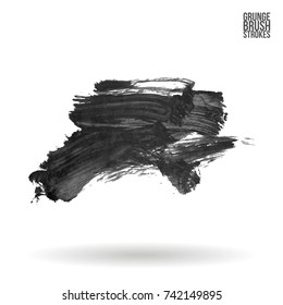 Grey brush stroke and texture. Grunge vector abstract hand - painted element. Underline and border design.