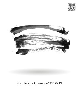 Grey brush stroke and texture. Grunge vector abstract hand - painted element. Underline and border design.