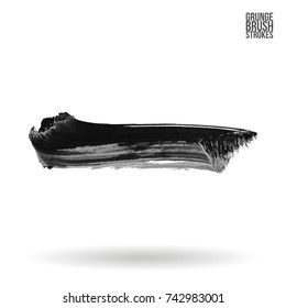 Grey brush stroke and texture. Grunge vector abstract hand - painted element. Underline and border design.