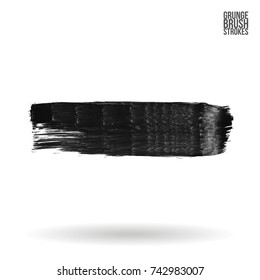 Grey brush stroke and texture. Grunge vector abstract hand - painted element. Underline and border design.