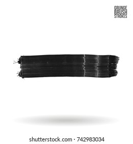 Grey brush stroke and texture. Grunge vector abstract hand - painted element. Underline and border design.
