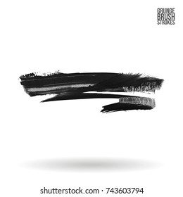 Grey brush stroke and texture. Grunge vector abstract hand - painted element. Underline and border design.