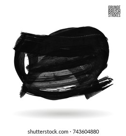 Grey brush stroke and texture. Grunge vector abstract hand - painted element. Underline and border design.