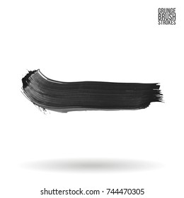 Grey brush stroke and texture. Grunge vector abstract hand - painted element. Underline and border design.