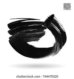 Grey brush stroke and texture. Grunge vector abstract hand - painted element. Underline and border design.