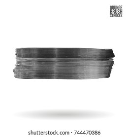 Grey brush stroke and texture. Grunge vector abstract hand - painted element. Underline and border design.