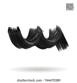 Grey brush stroke and texture. Grunge vector abstract hand - painted element. Underline and border design.