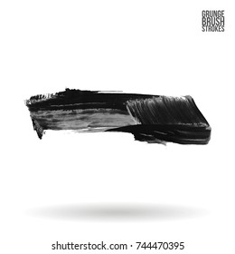 Grey brush stroke and texture. Grunge vector abstract hand - painted element. Underline and border design.