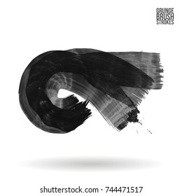 Grey brush stroke and texture. Grunge vector abstract hand - painted element. Underline and border design.