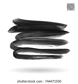 Grey brush stroke and texture. Grunge vector abstract hand - painted element. Underline and border design.