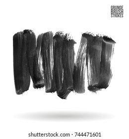 Grey brush stroke and texture. Grunge vector abstract hand - painted element. Underline and border design.