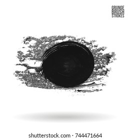 Grey brush stroke and texture. Grunge vector abstract hand - painted element. Underline and border design.