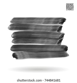 Grey brush stroke and texture. Grunge vector abstract hand - painted element. Underline and border design.