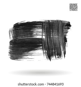 Grey brush stroke and texture. Grunge vector abstract hand - painted element. Underline and border design.