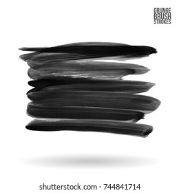 Grey brush stroke and texture. Grunge vector abstract hand - painted element. Underline and border design.