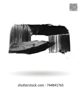 Grey brush stroke and texture. Grunge vector abstract hand - painted element. Underline and border design.