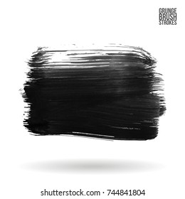 Grey brush stroke and texture. Grunge vector abstract hand - painted element. Underline and border design.