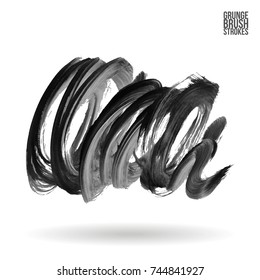 Grey brush stroke and texture. Grunge vector abstract hand - painted element. Underline and border design.