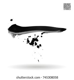 Grey brush stroke and texture. Grunge vector abstract hand - painted element. Underline and border design.