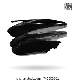 Grey brush stroke and texture. Grunge vector abstract hand - painted element. Underline and border design.