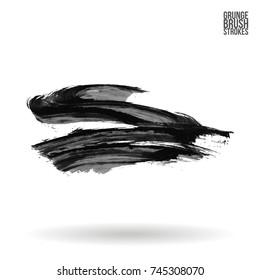 Grey brush stroke and texture. Grunge vector abstract hand - painted element. Underline and border design.