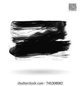 Grey brush stroke and texture. Grunge vector abstract hand - painted element. Underline and border design.