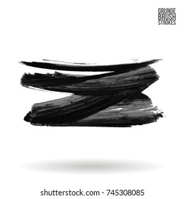 Grey brush stroke and texture. Grunge vector abstract hand - painted element. Underline and border design.