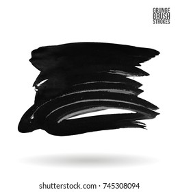 Grey brush stroke and texture. Grunge vector abstract hand - painted element. Underline and border design.