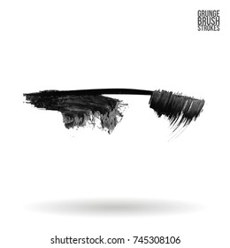 Grey brush stroke and texture. Grunge vector abstract hand - painted element. Underline and border design.
