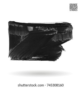 Grey brush stroke and texture. Grunge vector abstract hand - painted element. Underline and border design.