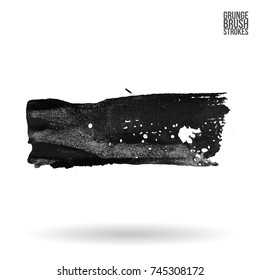 Grey brush stroke and texture. Grunge vector abstract hand - painted element. Underline and border design.