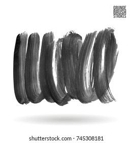 Grey brush stroke and texture. Grunge vector abstract hand - painted element. Underline and border design.
