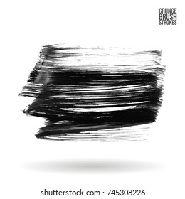 Grey brush stroke and texture. Grunge vector abstract hand - painted element. Underline and border design.