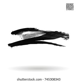 Grey brush stroke and texture. Grunge vector abstract hand - painted element. Underline and border design.