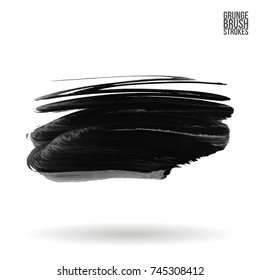 Grey brush stroke and texture. Grunge vector abstract hand - painted element. Underline and border design.
