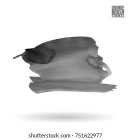 Grey brush stroke and texture. Grunge vector abstract hand - painted element. Underline and border design.