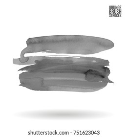Grey brush stroke and texture. Grunge vector abstract hand - painted element. Underline and border design.