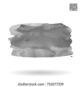 Grey brush stroke and texture. Grunge vector abstract hand - painted element. Underline and border design.